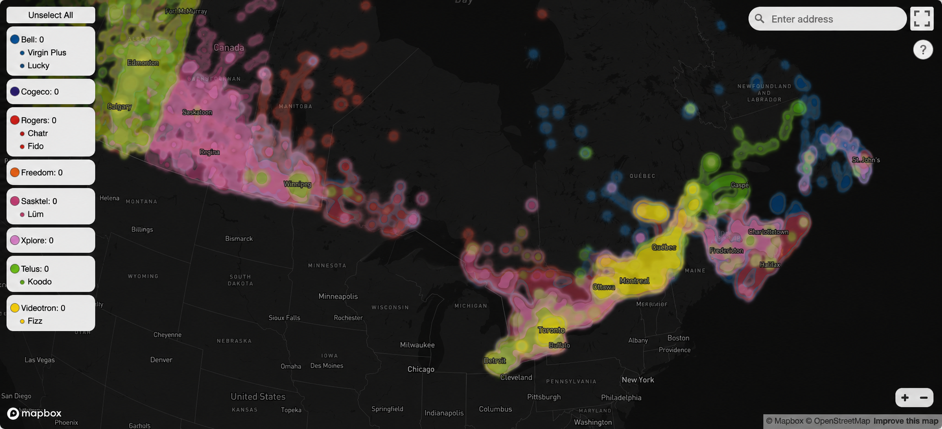 Cell Phone coverage Maps and Cellular Tower Network in Canada